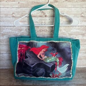 Vintage Disney Little Mermaid Teal Canvas Bag